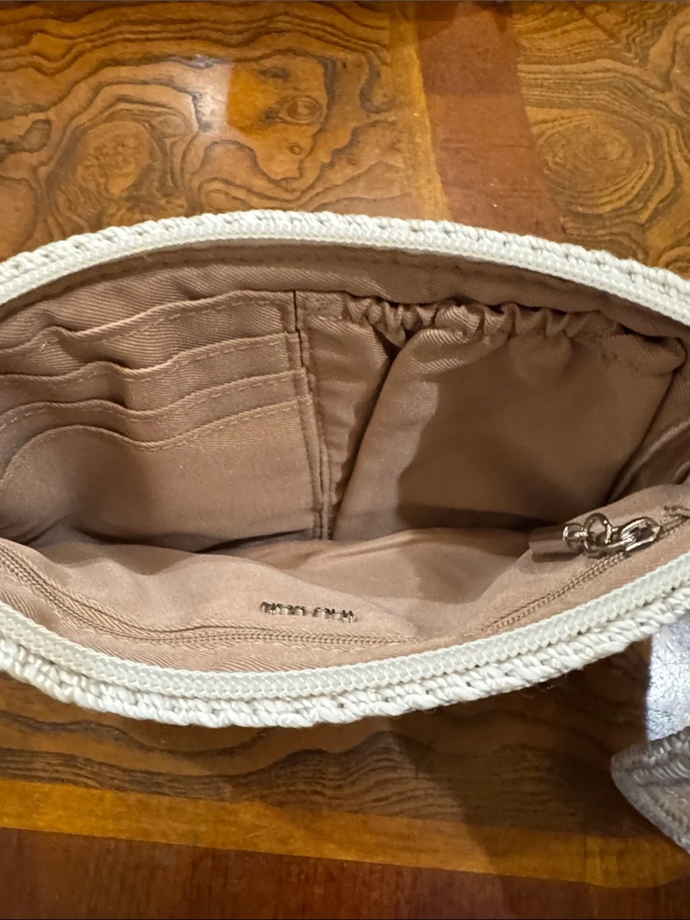 The Sak Cream Crochet Wristlet Clutch